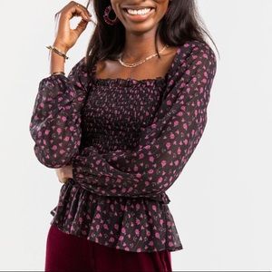 Floral Smocked Puff Sleeve Top